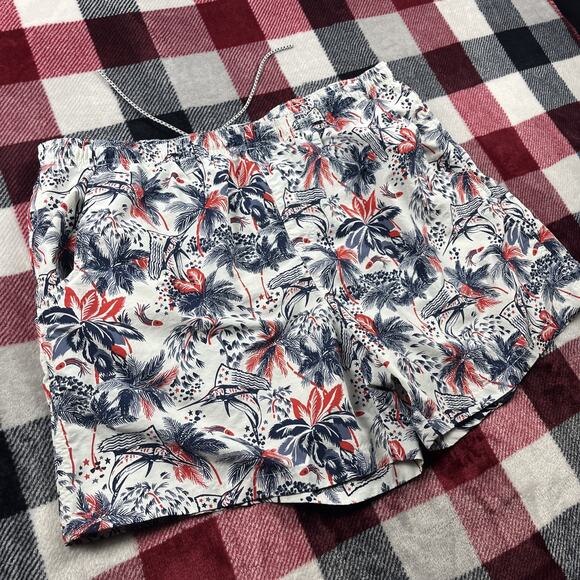 Columbia PFG Shorts Men XL Super Backcast Swim Trunks Mesh Lined Fish Palm Print - Picture 1 of 10